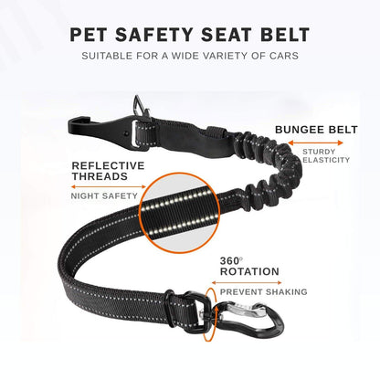 Anti Shock Pet Dog Car Seat Belt Clip ISOFIX Bungee Lead, Boot or Seat Fit